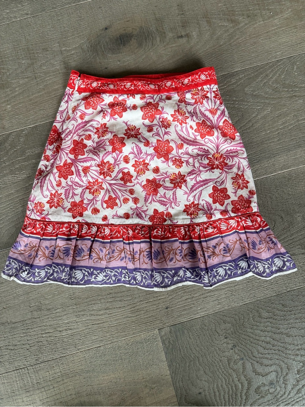 FARM Rio Red, Pink & Purple Floral Ruffle wrap Skirt - Picture 2 of 6